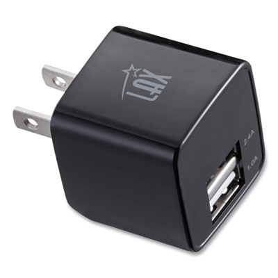 LAX Gadgets Dual USB Port Wall Charger Dual USB Port Wall Charger, USB-A Port/USB-C Port, Black