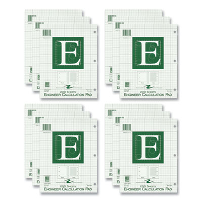 Roaring Spring® Engineer Pad, Data Format (0.5" Margin) and Quadrille Rule (5 sq/in, 1 sq/in), (200) Light Green 8.5 x 11 Sheets, 12/Carton