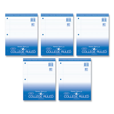 Roaring Spring® Loose Leaf Paper, 8.5 x 11, 3-Hole Punched, College Rule, White, 500 Sheets/Pack, 5 Packs/Carton