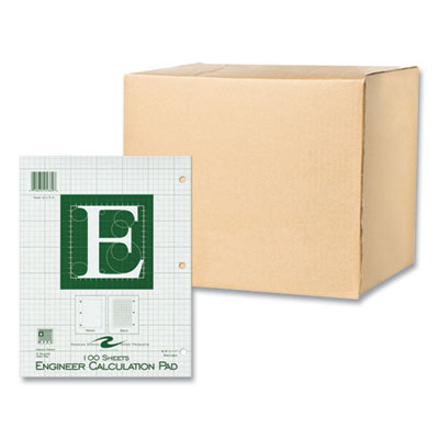 Roaring Spring® Engineer Pad, Data Format (0.5" Margin) and Quadrille Rule (5 sq/in, 1 sq/in), (100) Light Green 8.5 x 11 Sheets, 24/Carton