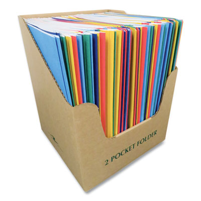 Roaring Spring® Pocket Folder with Prongs, Accommodates (100) 11 x 8.5 Sheets, Randomly Assorted Colors, 100/Carton