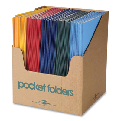 Roaring Spring® Pocket Folder, Accommodates (50) 11 x 8.5 Sheets, Randomly Assorted Colors, 100/Carton