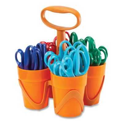 Fiskars® Classpack Scissors Caddy, Rounded Tip, 5" Long, 1.6" Cut-Length, Straight Assorted Color Handles, 24/Set