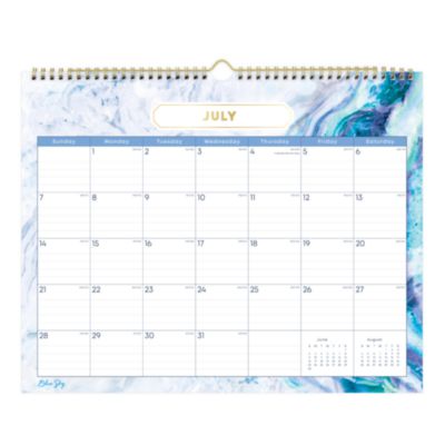 Gemma Academic Wall Calendar Geode Artwork 15" x 12" White/Blue Sheets 12-Month July to June: 2024 to 2025 BLS147010