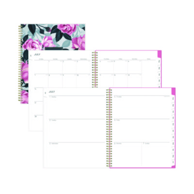 Roosevelt Pink Academic Weekly/Monthly Planner Floral Artwork 11" x 8.5" Pink/Gray Cover 12-Month July-June: 2024-2025 BLS128691