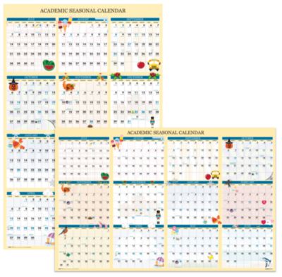 Recycled+Academic+Seasonal+Laminated+Wall+Calendar+Illustrated+Seasons+24+x+37+12-Month+July+to+June+2024+to+2025+39835
