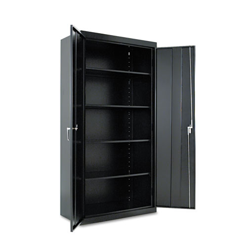 组装72“高重型焊接存储柜，四个可调货架，36w x 18d，黑色