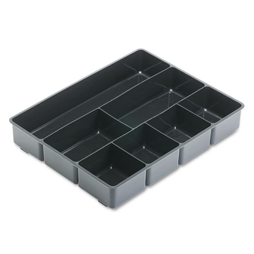 超深书桌抽屉主任托盘，七格，11.88 x 15 x 2.5、塑料，黑色
