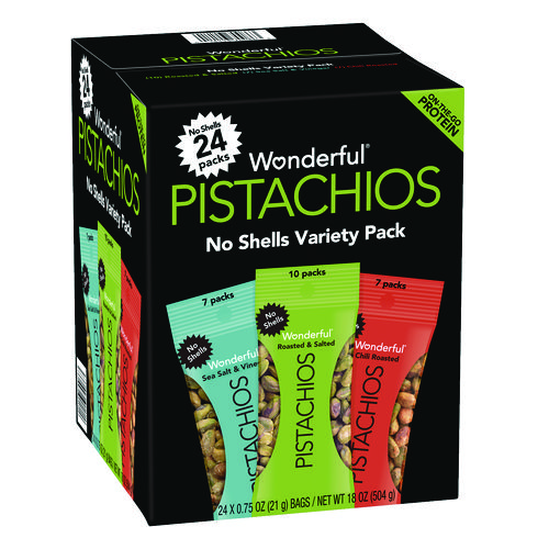 No+Shells+Roasted+and+Salted+Pistachios+Variety+Pack%2C+Assorted+Flavors%2C+0.75+oz+Bag%2C+24%2FCarton