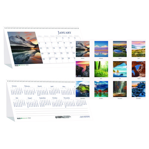 Earthscapes+Recycled+Desk+Tent+Monthly+Calendar%2C+Scenic+Photography%2C+8.5+x+4.5%2C+White+Sheets%2C+12-Month+%28Jan+to+Dec%29%3A+2025