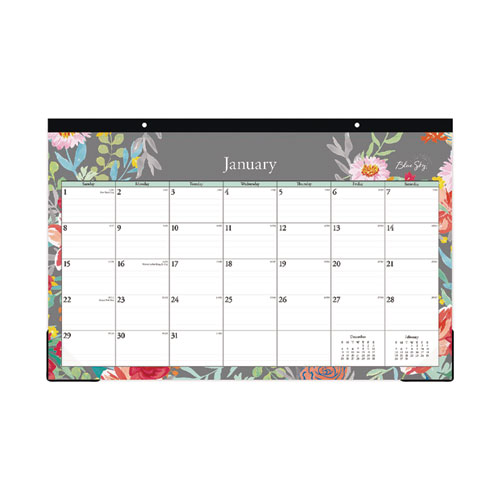 Sophie+Desk+Pad%2C+Floral+Artwork%2C+17+x+11%2C+Multicolor+Sheets%2C+Black+Binding%2C+Clear+Corners%2C+12-Month+%28Jan+to+Dec%29%3A+2025