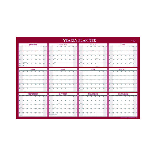 Classic+Red+Laminated+Erasable+Wall+Calendar%2C+48+x+32%2C+White%2FRed%2FGray+Sheets%2C+12-Month+%28Jan+to+Dec%29%3A+2025