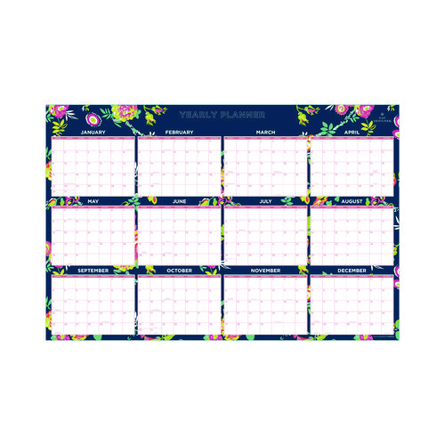 Day+Designer+Peyton+Laminated+Erasable+Wall+Calendar%2C+Floral+Artwork%2C+36+x+24%2C+White%2FNavy+Sheets%2C+12-Month+%28Jan+to+Dec%29%3A+2025