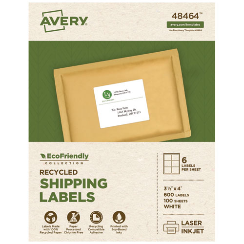 EcoFriendly+Mailing+Labels%2C+Inkjet%2FLaser+Printers%2C+3.33+x+4%2C+White%2C+6%2FSheet%2C+100+Sheets%2FPack