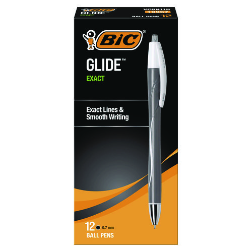 GLIDE+Exact+Ballpoint+Pen%2C+Retractable%2C+Fine+0.7+mm%2C+Black+Ink%2C+Black+Barrel%2C+Dozen