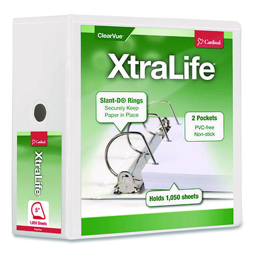 XtraLife+ClearVue+Non-Stick+Slant-D+Ring+Binder%2C+3+Rings%2C+5%22+Capacity%2C+11+x+8.5%2C+White