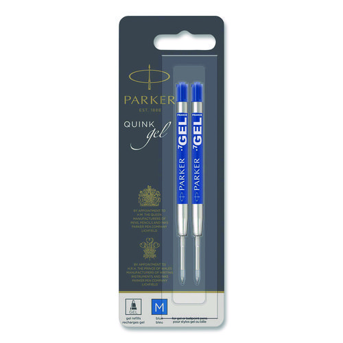 Refill+for+Parker+Retractable+Gel+Ink+Roller+Ball+Pens%2C+Medium+Conical+Tip%2C+Blue+Ink%2C+2%2FPack