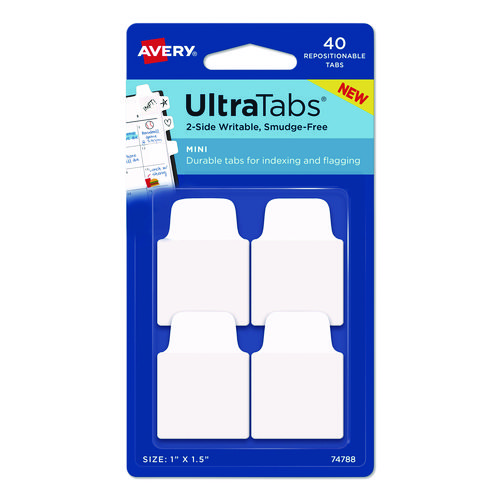 Ultra+Tabs+Repositionable+Tabs%2C+1%2F10-Cut%2C+1%22+Wide%2C+White%2C+40%2FPack