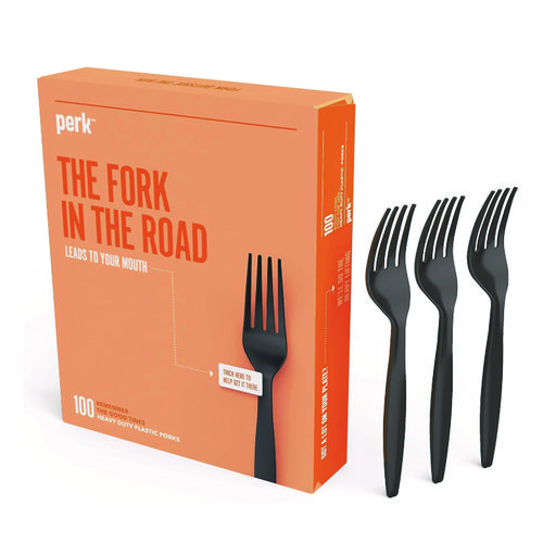 Heavyweight+Plastic+Cutlery%2C+Fork%2C+Black%2C+100%2FPack