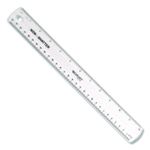 Non-Shatter+Flexible+Ruler%2C+Standard%2FMetric%2C+12%22+Long%2C+Plastic%2C+Clear