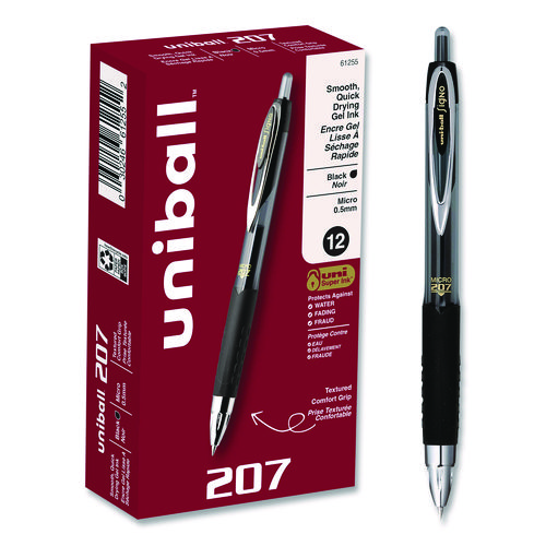 Signo+207+Gel+Pen%2C+Retractable%2C+Fine+0.5+mm%2C+Black+Ink%2C+Smoke%2FBlack+Barrel%2C+Dozen