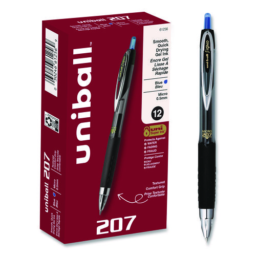 Signo+207+Gel+Pen%2C+Retractable%2C+Fine+0.5+mm%2C+Blue+Ink%2C+Smoke%2FBlack%2FBlue+Barrel%2C+Dozen