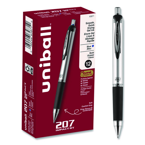 207+Impact+Gel+Pen%2C+Retractable%2C+Bold+1+mm%2C+Blue+Ink%2C+Black%2FBlue+Barrel