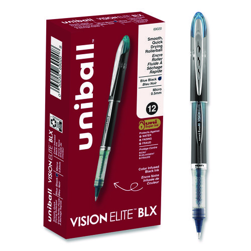 VISION+ELITE+BLX+Series+Hybrid+Gel+Pen%2C+Stick%2C+Extra-Fine+0.5+mm%2C+Blue-Infused+Black+Ink%2C+Gray%2FBlue%2FClear+Barrel