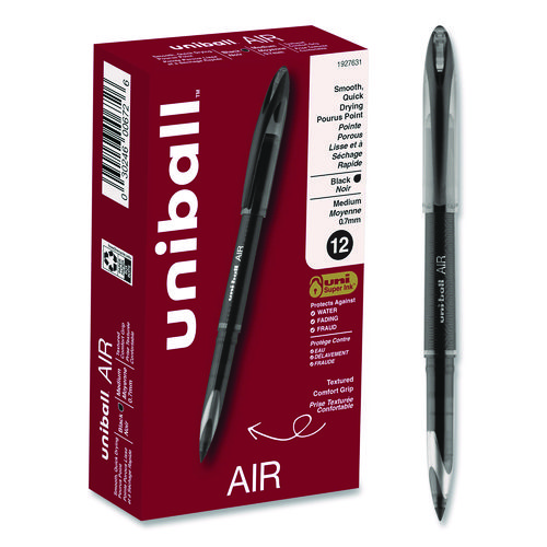 AIR+Porous+Rollerball+Pen%2C+Stick%2C+Medium+0.7+mm%2C+Black+Ink%2C+Black+Barrel%2C+Dozen