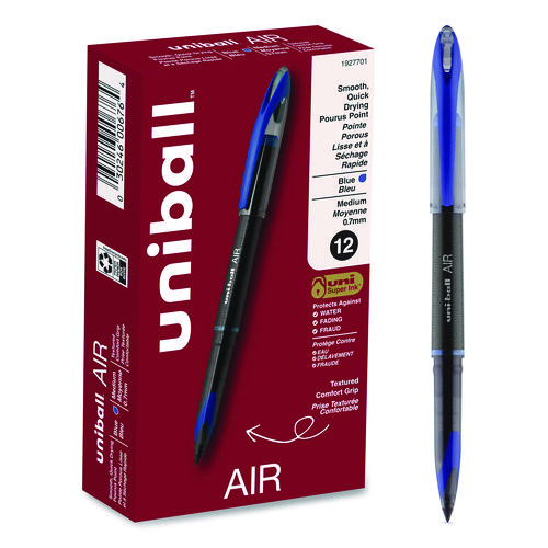 AIR+Porous+Rollerball+Pen%2C+Stick%2C+Medium+0.7+mm%2C+Blue+Ink%2C+Black%2FBlue+Barrel%2C+Dozen