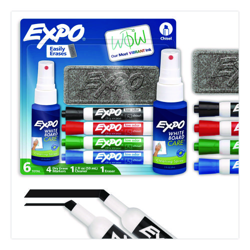 Low-Odor+Dry+Erase+Marker+Starter+Set%2C+Broad+Chisel+Tip%2C+Assorted+Colors%2C+4%2FSet