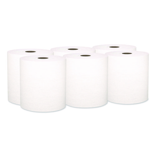 Hard+Roll+Paper+Towels+with+Premium+Absorbency+Pockets%2C+1-Ply%2C+8%22+x+600+ft%2C+1.75%22+Core%2C+White%2C+6+Rolls%2FCarton