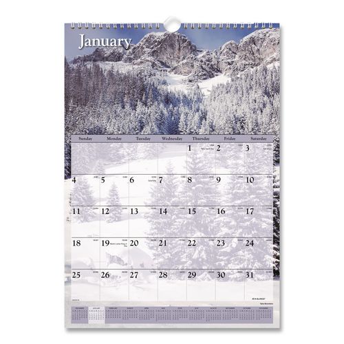 Scenic+Monthly+Wall+Calendar%2C+Landscape+Photography%2C+12+x+17%2C+White%2FMulticolor+Sheets%2C+12-Month+%28Jan+to+Dec%29%3A+2025