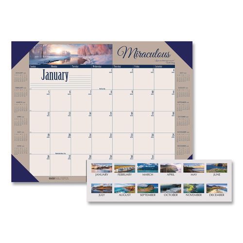 Earthscapes+Recycled+Monthly+Desk+Pad+Calendar%2C+Motivational+Photos%2C+22+x+17%2C+Blue+Binding%2FCorners%2C+12-Month+%28Jan-Dec%29%3A+2025