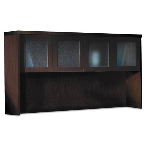 MLNAHG72LDC Mayline Aberdeen Series Laminate Glass Door Hutch, 72W X 15D X 39-1/4H, Mocha