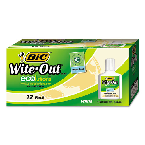 BIC WiteOut WaterBased Correction Fluid 20 ml Bottle White [12 PACK