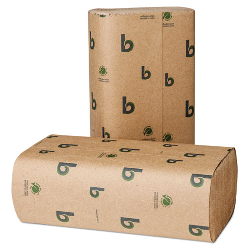 木板路绿色多叠毛巾9.13 x 9.5、天然，250/包，16包/纸箱