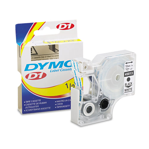 Dymo 45013 D1 Standard Tape Cartridge for Dymo Label Makers, 1/2in x