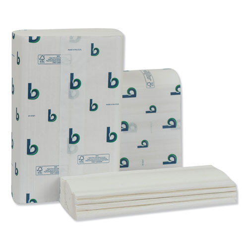 结构化多叠毛巾，1层，9 x 9.5、白色，250/包，16包/纸箱