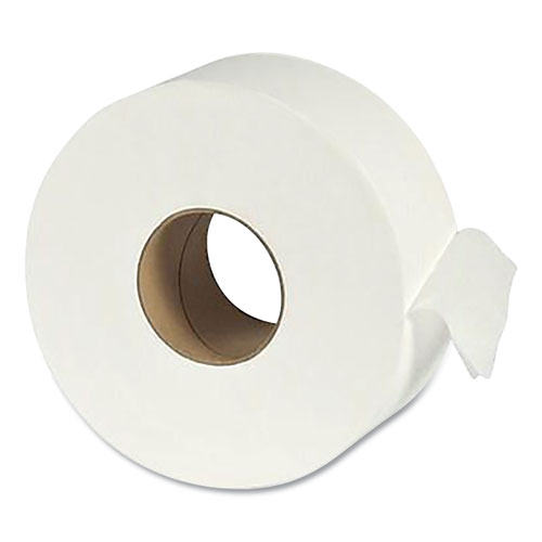 回收的单层大型浴室纸巾，化粪池安全，白色，3.5英寸x 3000英尺，12卷/纸箱