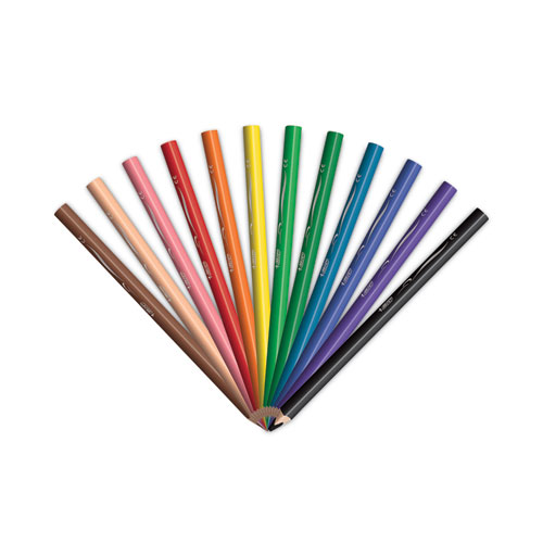 儿童巨型着色铅笔，1毫米，HB2(#2)，各种铅，各种桶颜色，12/包