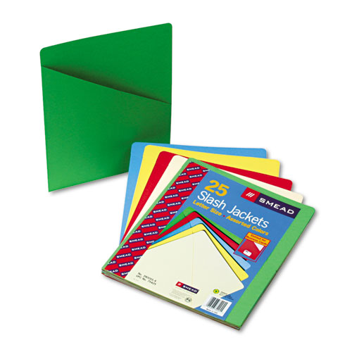 Smead Slash Pocket Folders, Blue/Green/Manila/Red/Yellow, SMD75425