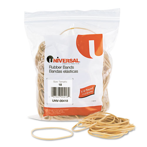 Rubber Bands, Size 18, 3 x 1/16, 400 Bands/1/4lb Pack Zerbee