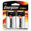 EVEE95BP2 - MAX Alkaline Batteries, D, 2 Batteries/Pack