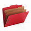 SMD14031 - Pressboard Classification Folders, Letter, Six-Section, Bright Red, 10/Box
