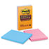MMM6603SSAN - Super Sticky Notes, 4 x 6, Lined, 3 Electric Glow Colors, 3 90-Sheet Pads/Pack