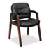 BSXVL803NST11 - VL800 Series Guest Chair w/Wood Arms, Black Leather/Mahogany Finish