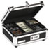 IDEVZ01002 - Plastic & Steel Cash Box w/Tumbler Lock, Black & Chrome