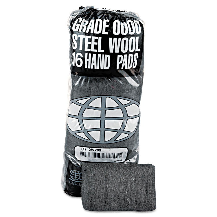 INDUSTRIAL-QUALITY STEEL WOOL HAND PAD, #0 FINE, 16/PK, 12 PK/CT redirect to product page