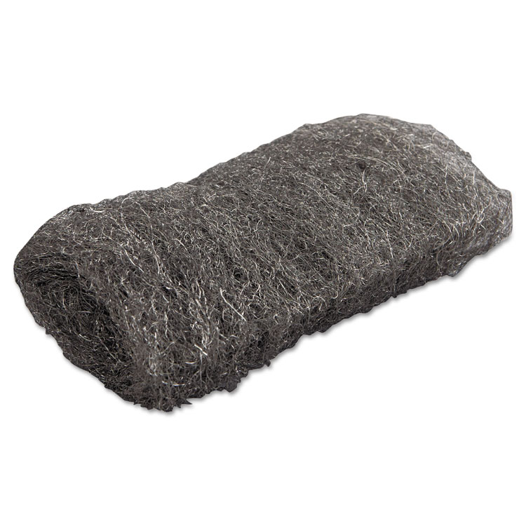 INDUSTRIAL-QUALITY STEEL WOOL HAND PAD, #1 MEDIUM, 16/PACK, 192/CARTON redirect to product page
